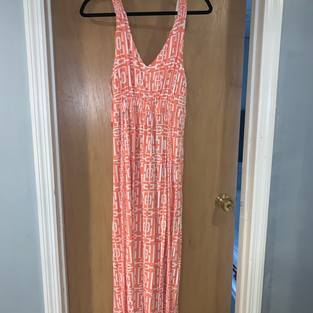 New York & Company Coral and White maxi dress
